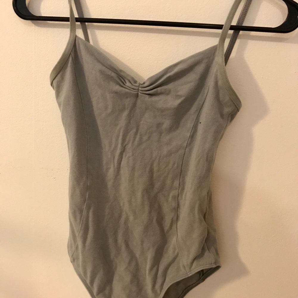 Wear Moi Gray Pinch Front Princess Seamed Leotard